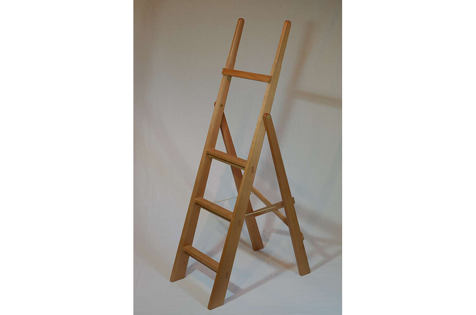 Three step wooden kitchen ladder